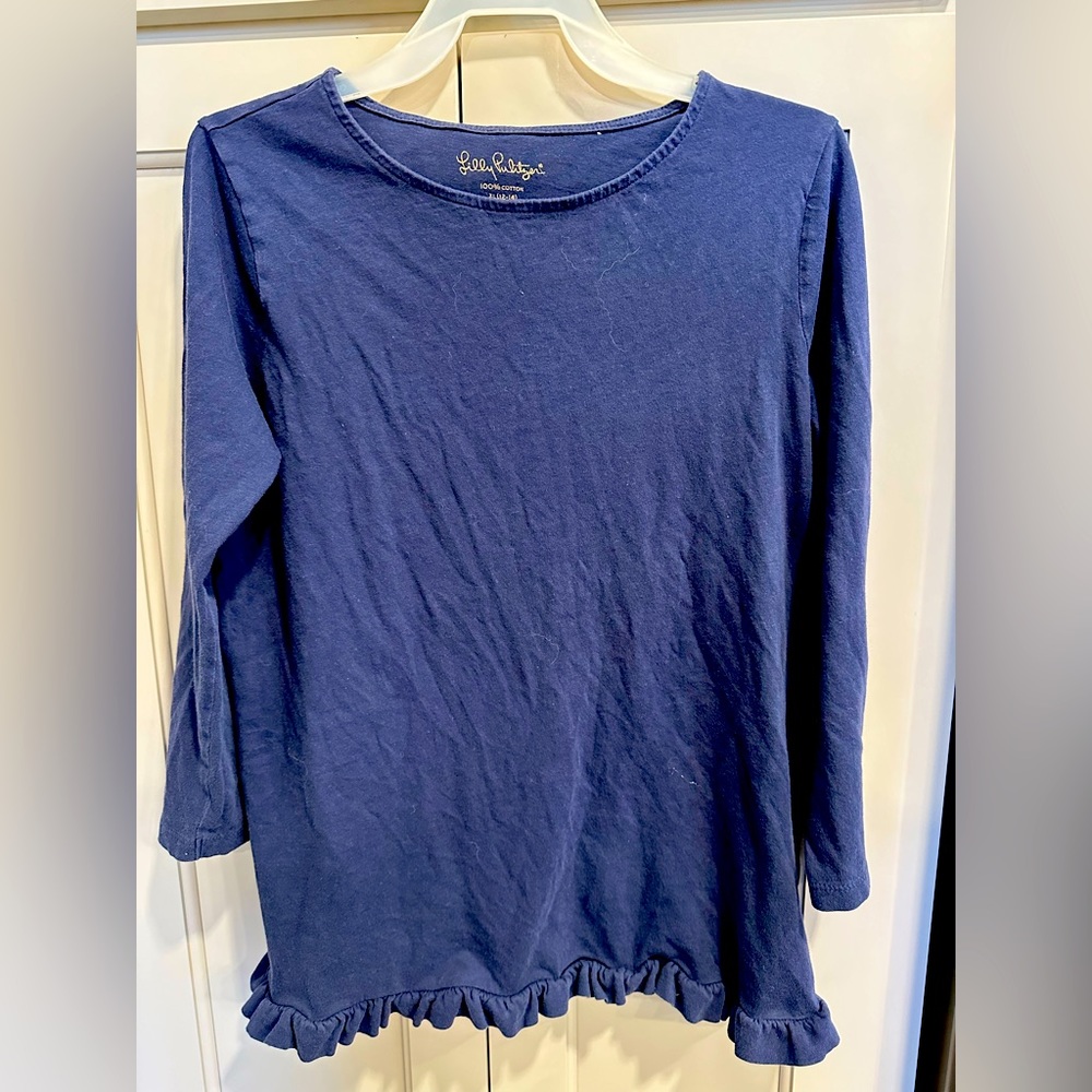 Lilly Pulitzer girls navy blue long sleeve tee shirt top sz XL 12-14 resort wear